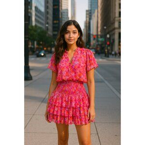 Pants Store Ruffled Mini Dress Size Medium- Barbiecore, Coquette, Fairy, Whimsy